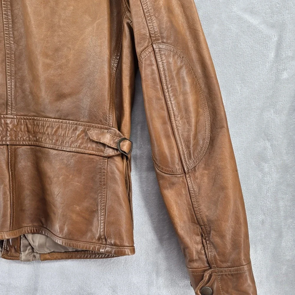 Polo Ralph Lauren‎ SOUTHBURY MENS BROWN CALF LEATHER MOTORCYCLE JACKET Medium - Picture 12 of 16